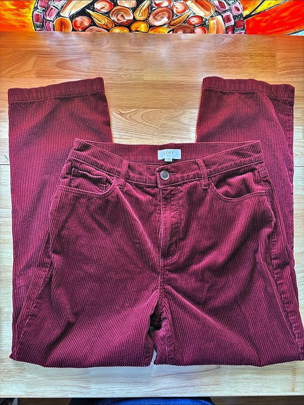 LOFT Outlet Burgundy Wine Red Wide Leg Corduroy Pants Size 4